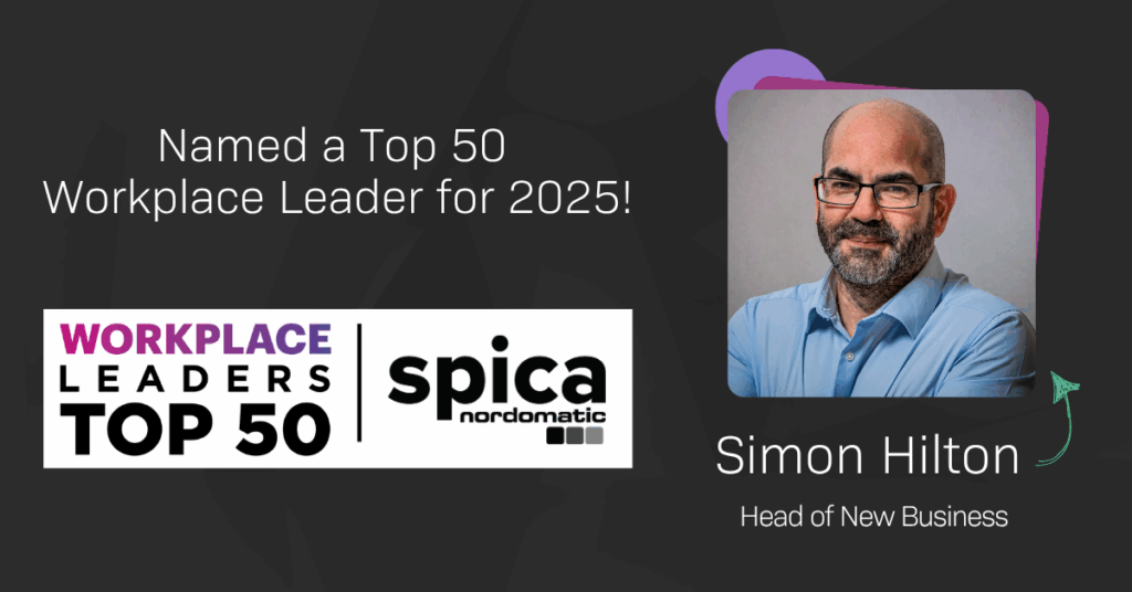Image of Simon Hilton and statement saying he's been named a Top 50 Workplace Leader for 2025!